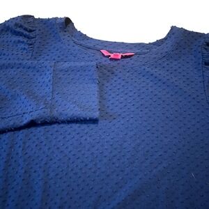 Lilly Pulitzer Navy Arlette Swiss Dot High Tide Long Sleeve Dress Womens Size L